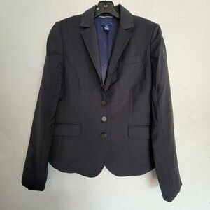 J. Crew Navy Blue Italian Wool Pin Stripe Suit Blazer Jacket Size 10